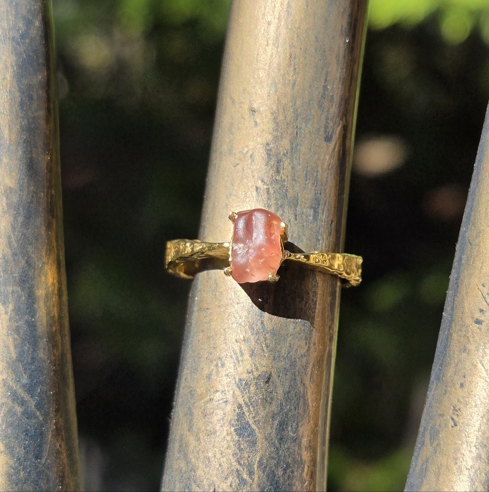 Spinel 2k Natural Raw Gemstone Sterling & Gold Ring Sz6.75 - Picture 3 of 10